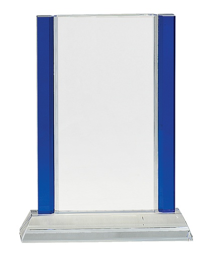 [CRY241] 8 1/2" Blue 2-Edge Crystal on Clear Base