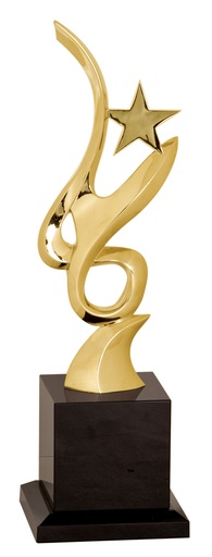 [CRY060] 11 3/4" Gold Metal Art Crystal Award
