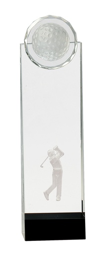[CRY167L] 11 1/4" Clear/Black Crystal Standup with 3D Golfer