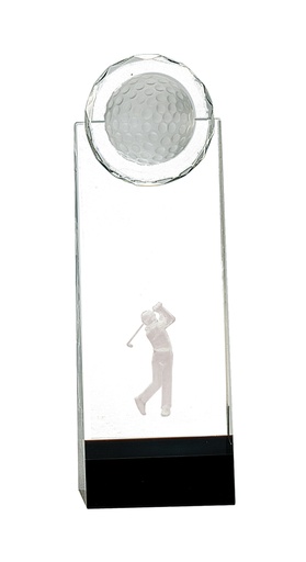 [CRY167M] 9 1/2" Clear/Black Crystal Standup with 3D Golfer