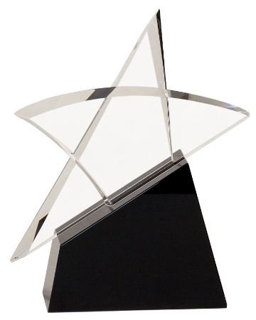 [CRY7105M] 8 3/4" Clear Crystal Outline Star on Black Base