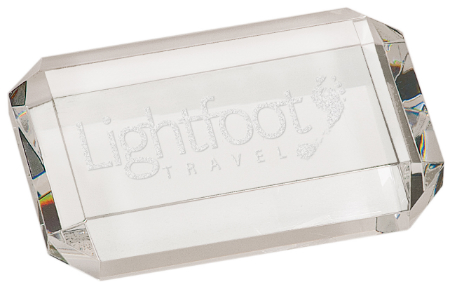 [CRY6612] 4" x 2 3/4" Crystal Rectangle Paperweight with Clipped Corners
