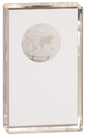 [CRY6524S] 5" Clear Crystal Rectangle with Globe Etching