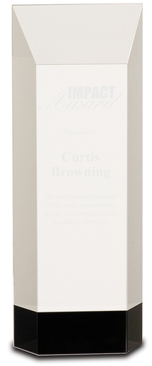 [CRY064L] 9 1/2" Clear Crystal Self-Standing Rectangle on Black Base