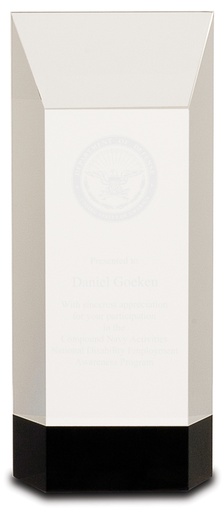 [CRY064M] 8 1/4" Clear Crystal Self-Standing Rectangle on Black Base