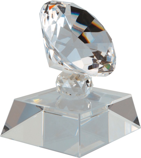 [CRY1433MC] 3 1/2" Crystal Diamond on Clear Pedestal Base
