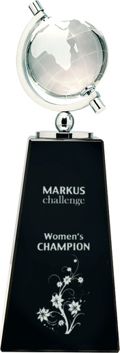 [CRY1435MB] 9" Crystal Spinning Globe on Black Pedestal Base