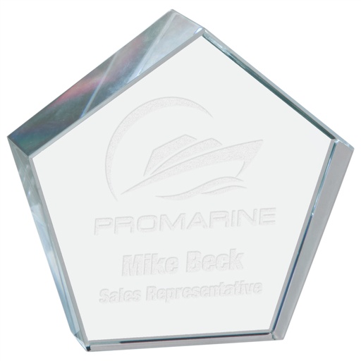 [CRY7131] 3" x 3" Crystal Pentagon Paperweight