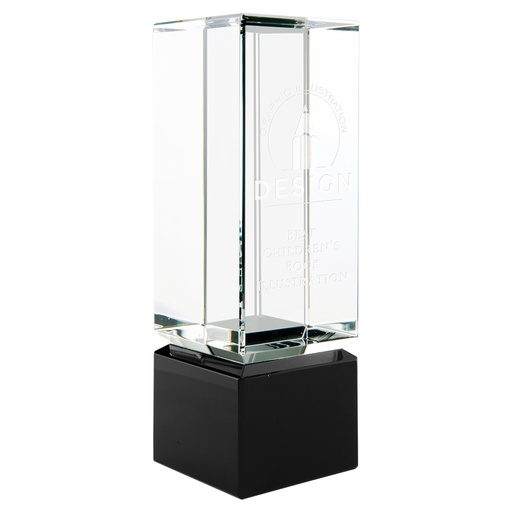 [CRY1819] 2 1/4" x 7" Clear Crystal Block on Black Crystal Base
