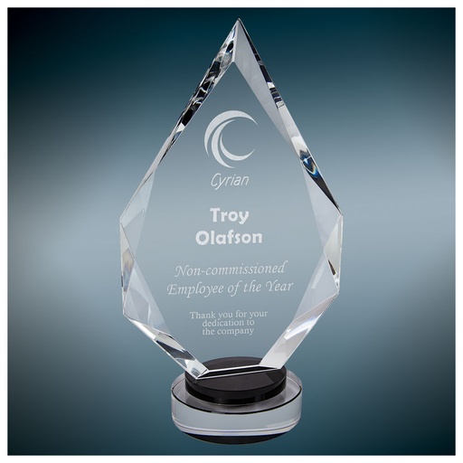 [CRY19005BKL] 10 1/4" Diamond Crystal on Black & Clear Round Base