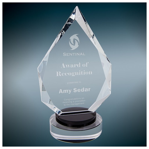 [CRY19005BKS] 8 1/4" Diamond Crystal on Black & Clear Round Base