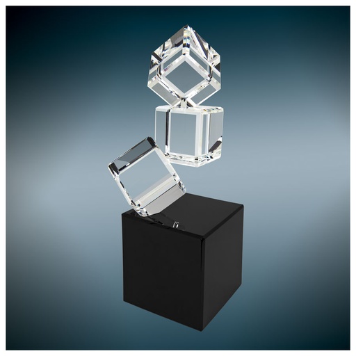 [CRY1933] 8" Triple Crystal Blocks on a Black Base