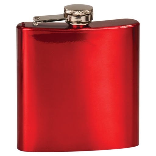 [FSK603] 6 oz. Gloss Red Laserable Stainless Steel Flask