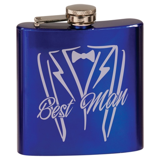 [FSK604] 6 oz. Gloss Blue Laserable Stainless Steel Flask