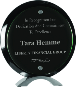 [FSG485] 8 1/2" Round Black Piano Finish Floating Jade Glass Standup