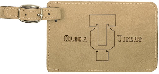 [GFT179] 4 1/4" x 2 3/4" Light Brown Laserable Leatherette Luggage Tag