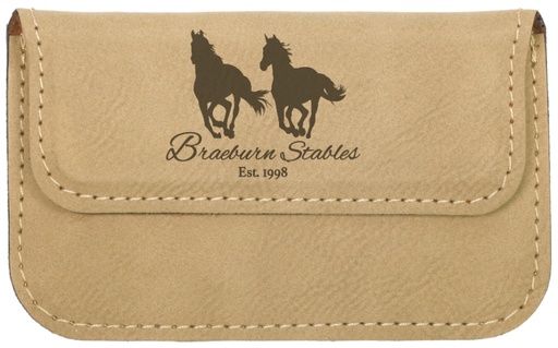 [GFT181] 4 1/2" x 2 3/4" Light Brown Laserable Leatherette Flexible Business Card Holder