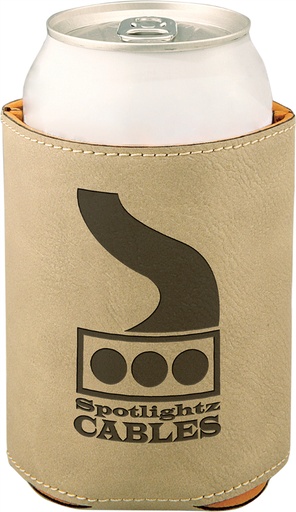 [GFT191] 3 3/4" Light Brown Laserable Leatherette Beverage Holder