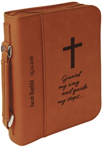 [GFT298] 7 1/2" x 10 3/4" Rawhide Leatherette Book/Bible Cover with Handle & Zipper