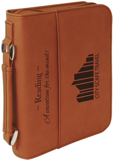 [GFT288] 6 3/4" x 9 1/4" Rawhide Leatherette Book/Bible Cover with Handle & Zipper