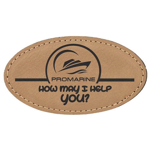 [BDG101] 3 1/4" x 1 3/4" Light Brown Laserable Leatherette Oval Badge Blank with Magnet