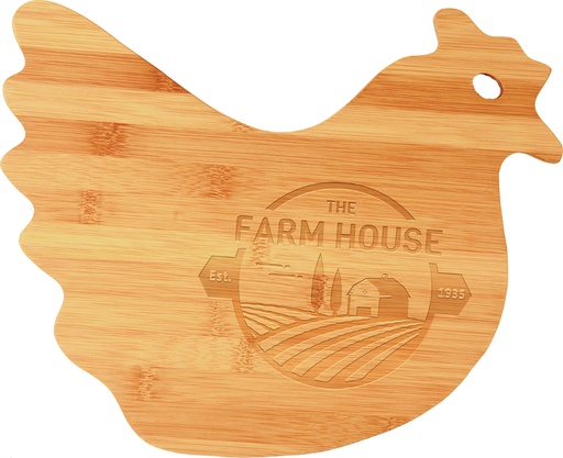 [GFT131] 13 1/2" x 10 7/8" Bamboo Hen Shaped Cutting Board