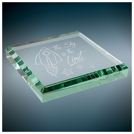 [GPW33J] 3" x 3" x 1/2" Jade Glass Paperweight