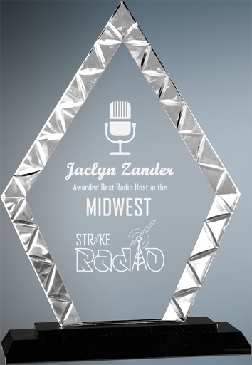 [ACG13] 9" Diamond Accent Glass on Black Base