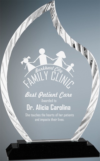 [ACG31] 8" Flame Accent Glass on Black Base