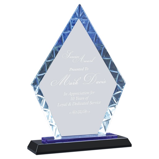 [ACG13BU] 9" Diamond Accent Glass on Blue & Black Base