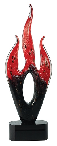 [AGS15] 16" Red & Black Flame Art Glass