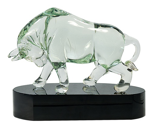 [AGS20] 7 1/2" Clear Art Glass Bull