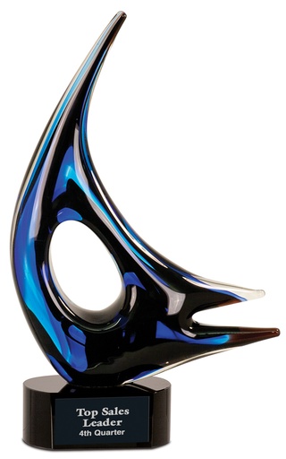 [AGS03] 14 1/4" Blue Sail Art Glass