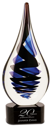 [AGS26] 11 1/4" Black Twist Raindrop Art Glass