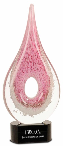 [AGS28] 12" Pink Round Window Raindrop Art Glass