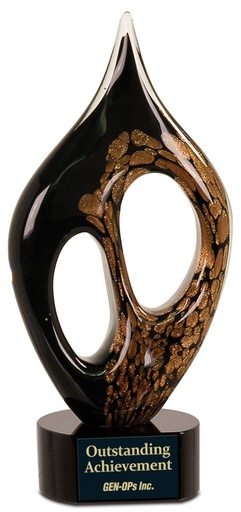 [AGS05] 10 1/4" Black & Gold Coral Art Glass