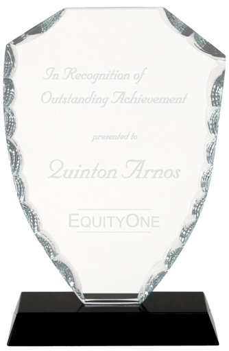 [FC41] 6 1/2" Shield Facet Glass on Black Base