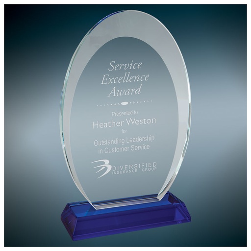 [HLG101BU] 8" Oval Halo Glass with Blue Base