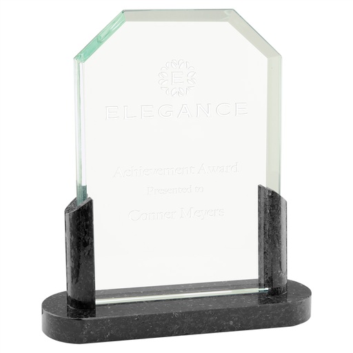 [MBG31] 7" Clipped Corners Glass with Black Marble Base