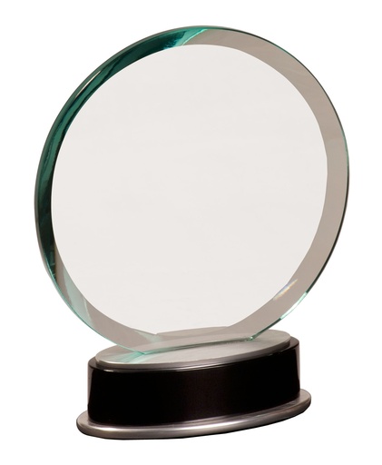 [MGL011] 7 1/4" Jade Round Metro Glass with Silver and Black Piano Finish Base