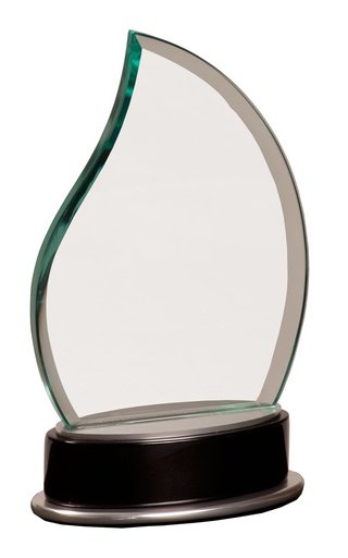 [MGL021] 7 3/4" Jade Flame Metro Glass with Silver and Black Piano Finish Base