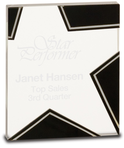 [STG11] 5 1/2" Silver and Black Star Glass