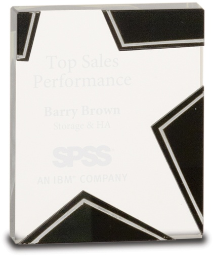 [STG12] 6 1/4" Silver and Black Star Glass