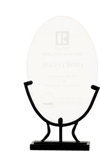 [VG31] 8 3/4" Oval Vintage Glass with Iron Base