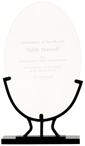 [VG33] 10 1/4" Oval Vintage Glass with Iron Base