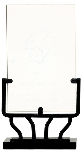 [VG41] 7 1/2" Vertical Rectangle Vintage Glass with Iron Base