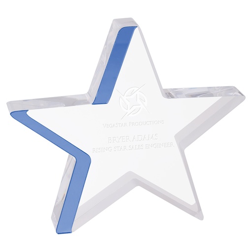 [CEA301BU] 6 3/4" x 6" Star Acrylic with Blue Edge