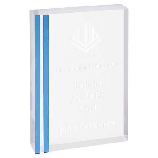 [CEA203BU] 6" x 8" Rectangle Acrylic with Blue Edge