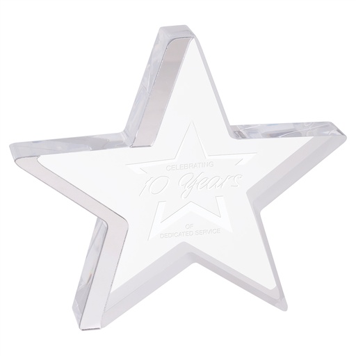 [CEA301S] 6 3/4" x 6" Star Acrylic with Silver Edge