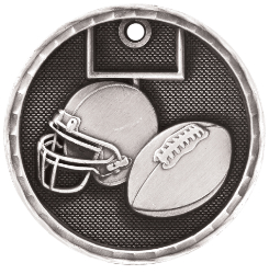 [3D206S] 2" Antique Silver 3D Football Medal